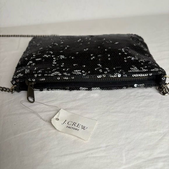 J. CREW Factory Black Silver Sequins Chain Strap Crossbody Sparkly Elegant Bag - Picture 5 of 16